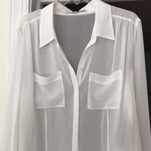Sheer guess dressy button down blouse